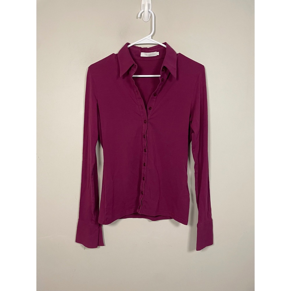 Anne Fontaine Nuage Button Front Top In Plum Size 40 (6-8) Quiet Luxury Classic